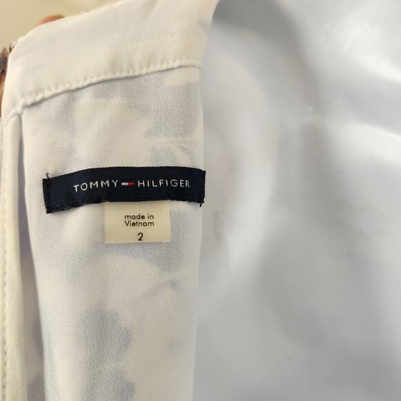 TOMMY HILFIGER Blue White Floral Print Halter Neck Sleeveless Fit & Flare Dress - Picture 7 of 9